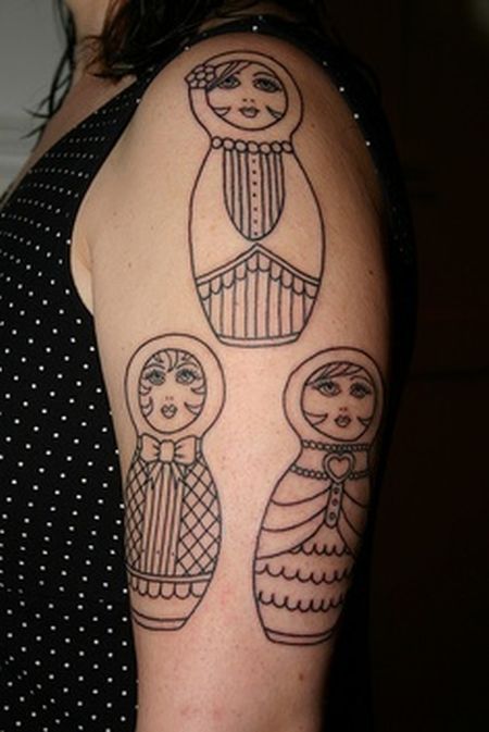 russian doll tattoo three matryoshkas on arm