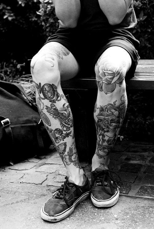 tattoos for men leg sleeve birds and flowers