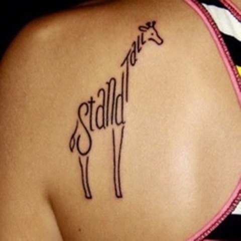typographic tattoo stand tall giraffe