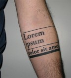 typogrphic arm tattoo lorem ipsum