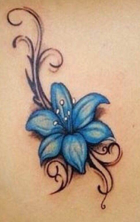 Amaizing blue flowers tattoo