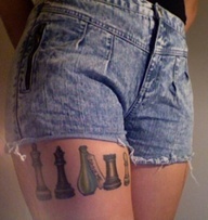 Awesome leg chess tattoo