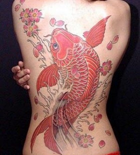 Awesome red fish tattoo