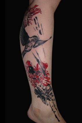 Bird on foot tattoo by Volko Merschky