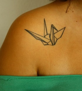 Bird origami tattoo