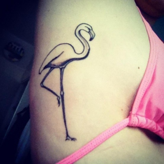 Black and white flamingo tattoo