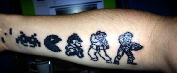 Black and white games tattoo