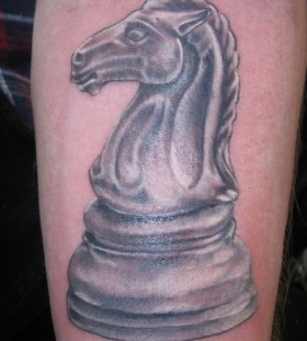 Black and white horse chess tattoo