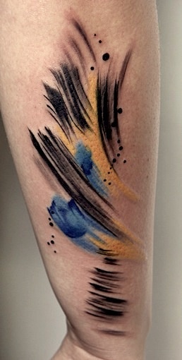 Black and yellow tattoo by Amanda Wachob