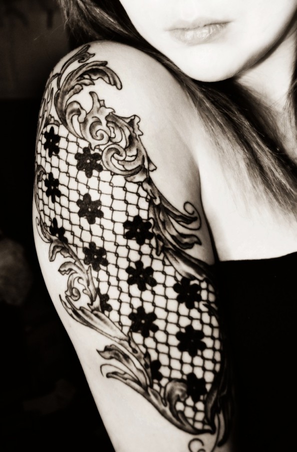 Black lace tattoo