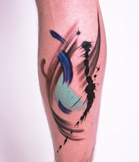 Blue and black tattoo by Amanda Wachob