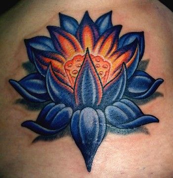Blue and yellow flower tattoo
