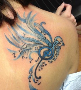 Blue bird music tattoo