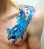 Blue dog tattoo