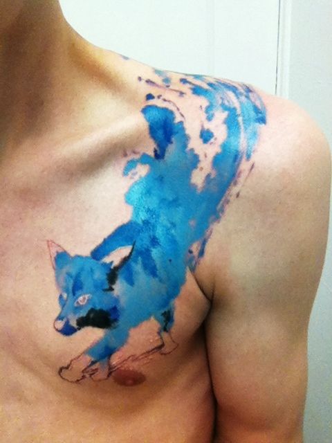 Blue dog tattoo