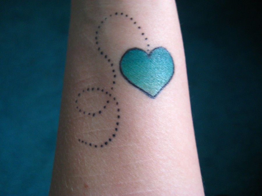 Blue heart tattoo