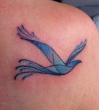 Blue simple bird tattoo