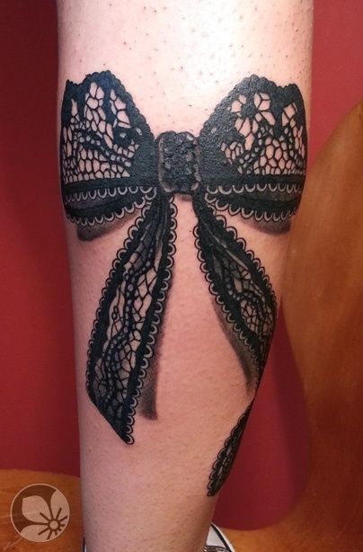 Bow lace tattoo