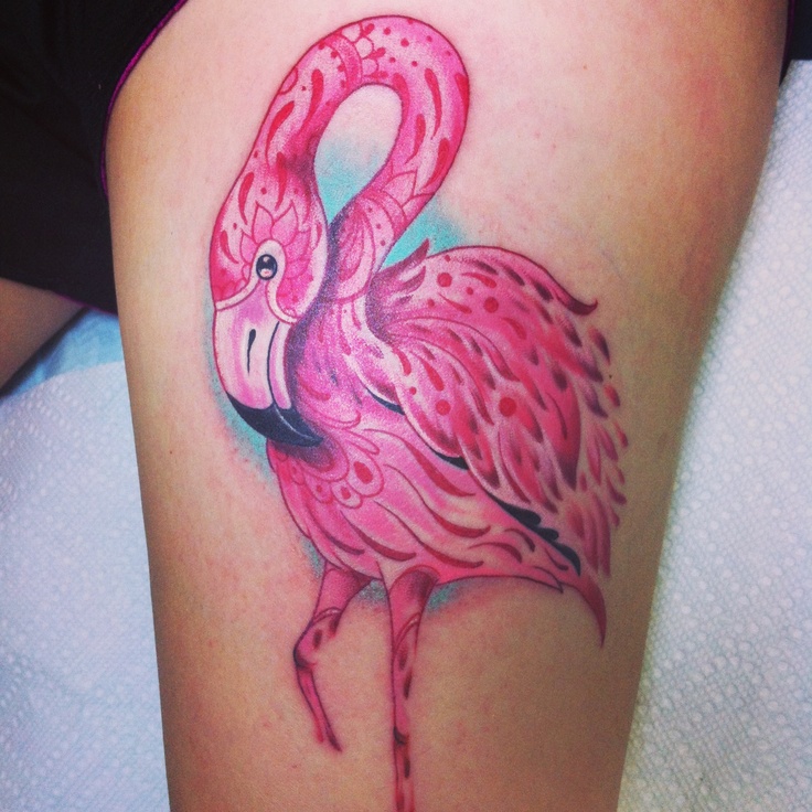 Bright flamingo tattoo