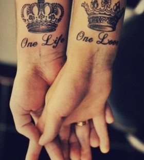 Couple crown tattoo