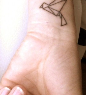 Cute bird origami tattoo
