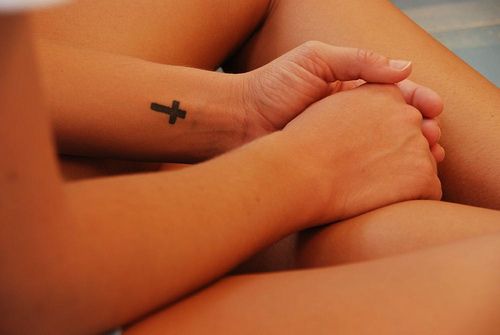 Cute cross religious tattoo