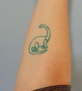 Cute green dinosaur tattoo