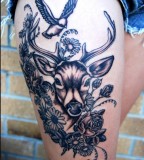 Deer and bird tattoo