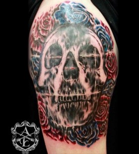 Deftones skull with rose tattoo by Sean Ambrose