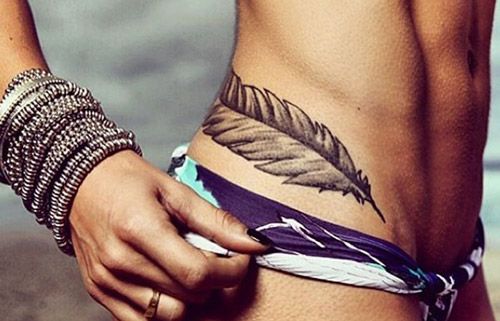 Feather hip tatoo