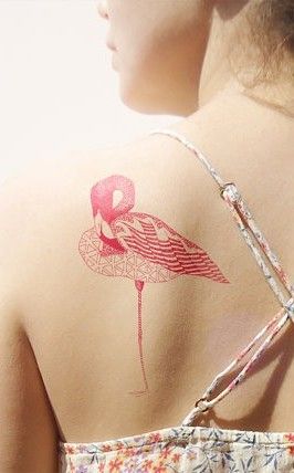 Flamingo tattoo on shoulder