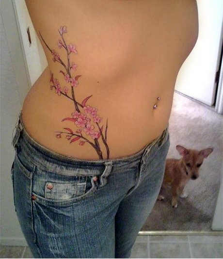 Flowers hip tattoo