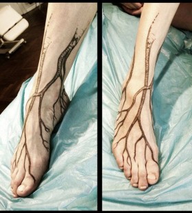Gorgeous leg tattoo by Meathshop