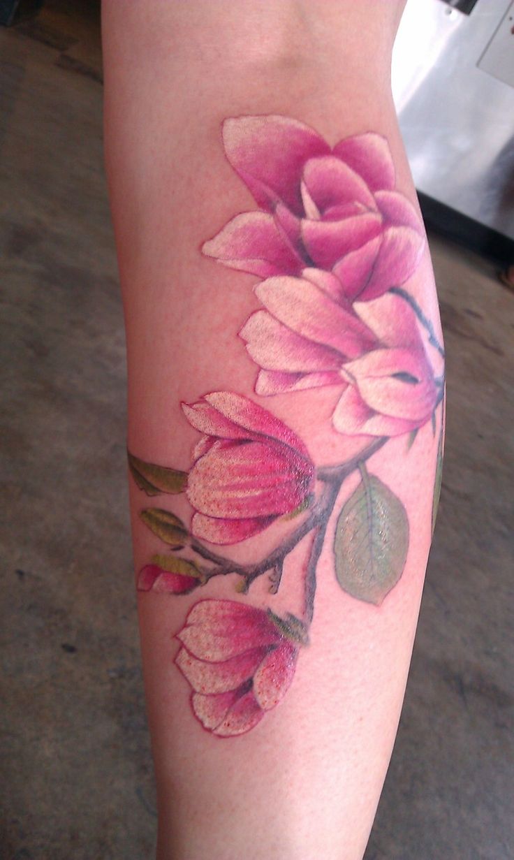 Great flowers pink tattoo