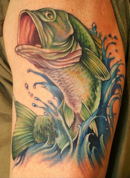 Green fish tattoo