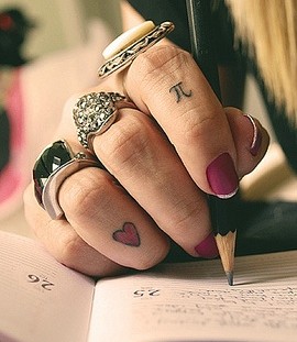 Heart and pi fingers tattoo