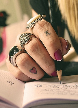 Heart and pi fingers tattoo