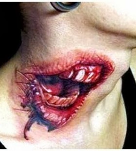 Lips scary tattoo