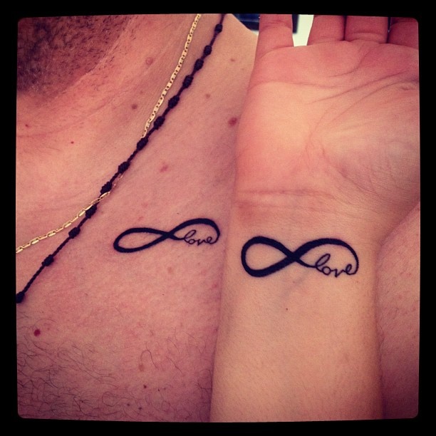 Love couples tattoo, Romantic couples tattoo.