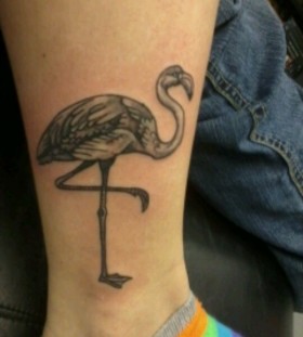 Lovely black flamingo tattoo