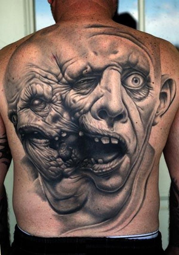 Monster face tattoo
