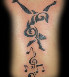 Music and dancer tattoo