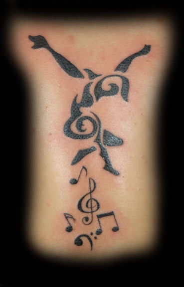Music and dancer tattoo