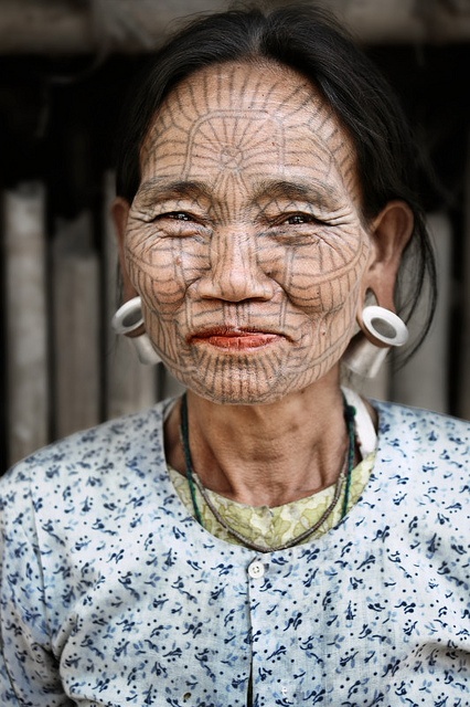 Old Woman face tattoo