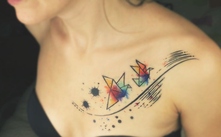 Origami birds tattoo by Aivaras Lee