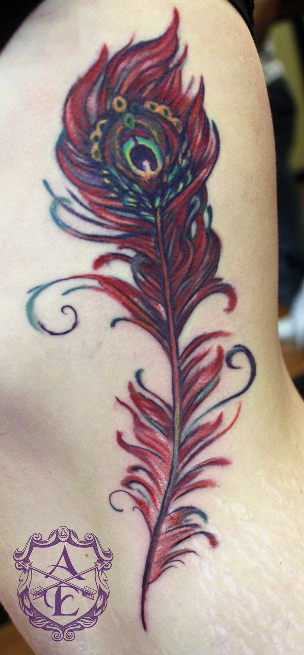 Red feather tattoo by Sean Ambrose