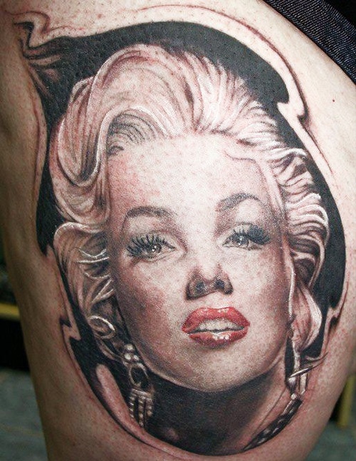 Red lips Marilyn Monroe tattoo
