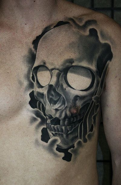 Scary skull tattoo by James Spencer Briggs