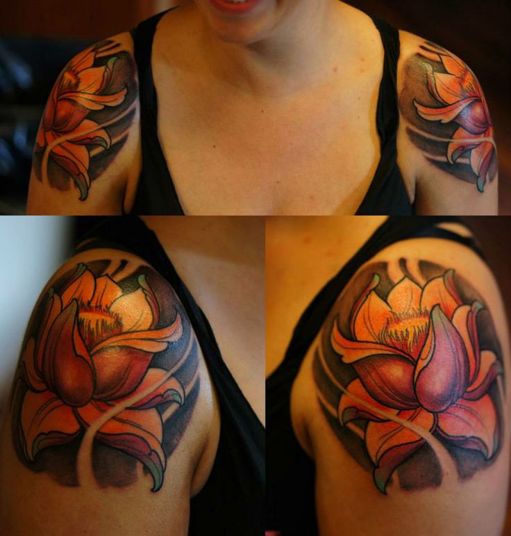Shoulders tattoo by Aivaras Lee