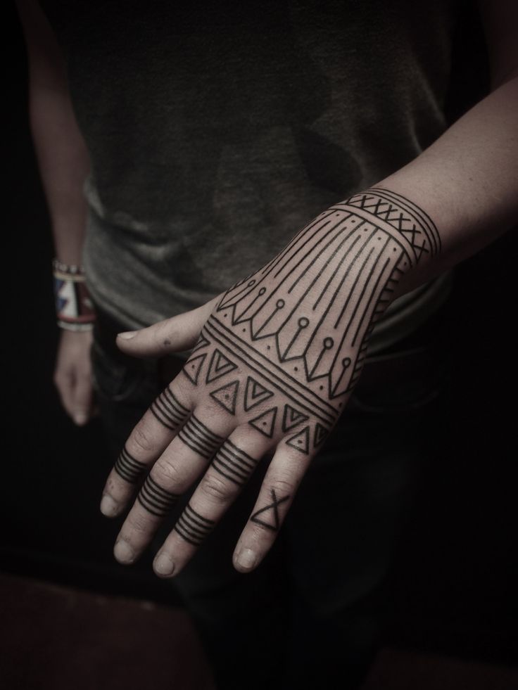 Simple hands ornaments tattoo